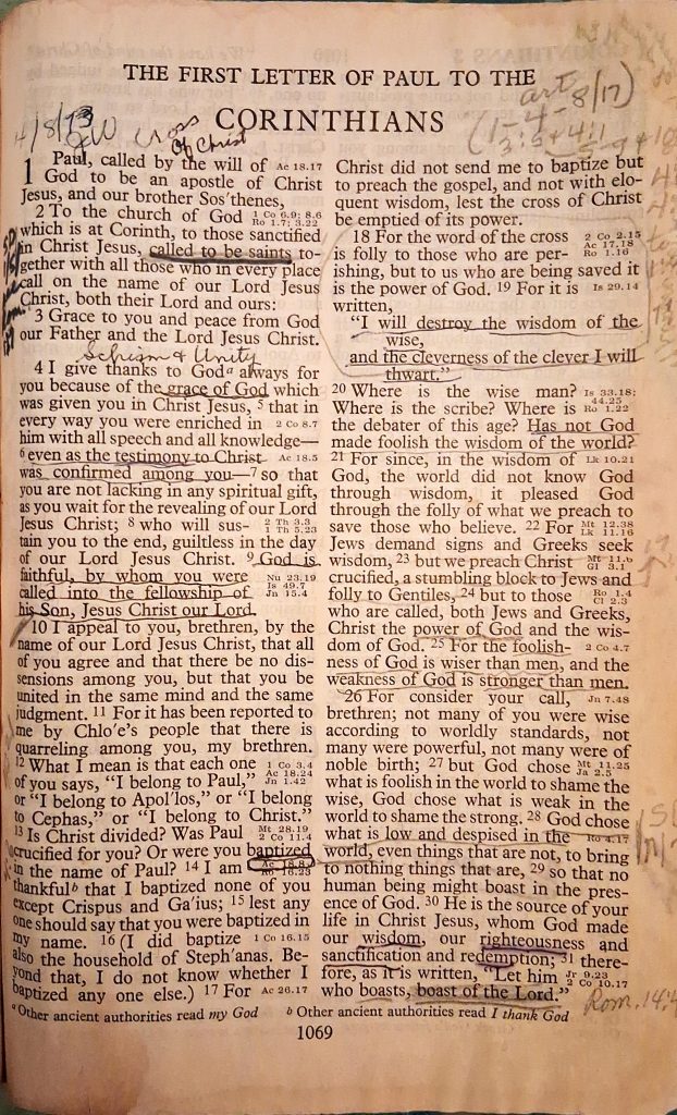 Handwritten Bible notes